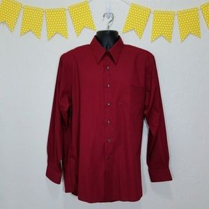 VanHeusen Burgandy Red Poplin Button Up Shirt *F20